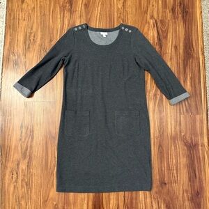 J. Jill Gray Long Sleeve Dress with Button Accents 3/4 Length Sleeves
